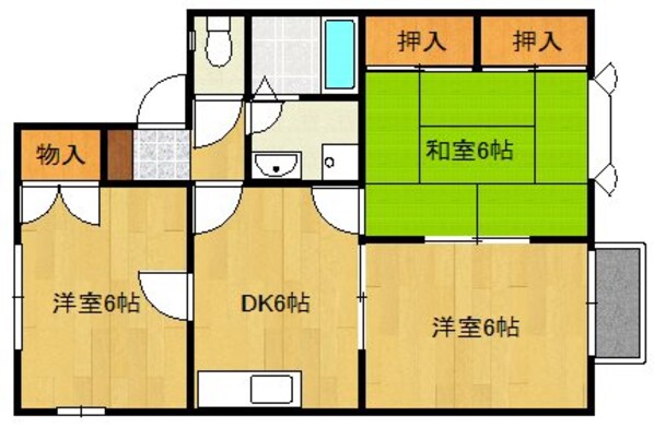 シャンブル桜木B棟の物件間取画像